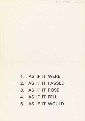 Invitation card (interior) to the opening of the Jack Wendler Gallery, London, 1971 with an inaugural exhibition by Lawrence Weiner