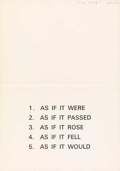 Invitation card (interior) to the opening of the Jack Wendler Gallery, London, 1971 with an inaugural exhibition by Lawrence Weiner