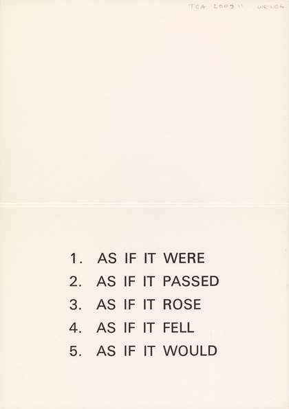 Invitation card (interior) to the opening of the Jack Wendler Gallery, London, 1971 with an inaugural exhibition by Lawrence Weiner