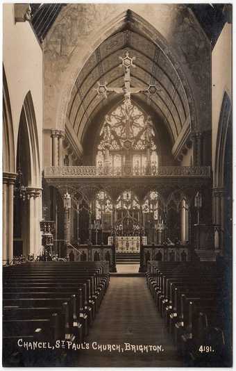 Fig.5 photographer unknown Postcard showing the interior of St Paul’s, Brighton, c.1915