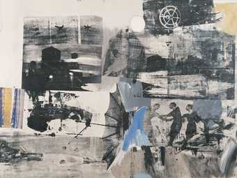 Robert Rauschenberg, Scanning 1963. Oil and silkscreen ink on canvas, 55 3/4 x 73 inches (141.6 x 185.4 cm) © Robert Rauschenberg Foundation