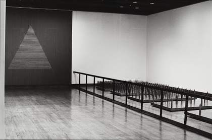 Installation view showing Walter De Maria, Bed of Spikes 1968–9 in Pier Ocean: Construction in the Art of the Seventies, Hayward Gallery, London, 1980 © Hayward Gallery, Southbank Centre