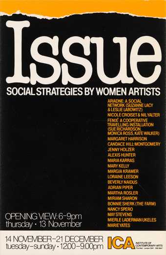 Cover of Issue: Social Strategies by Women Artists, exhibition catalogue, Institute of Contemporary Arts, London 1980