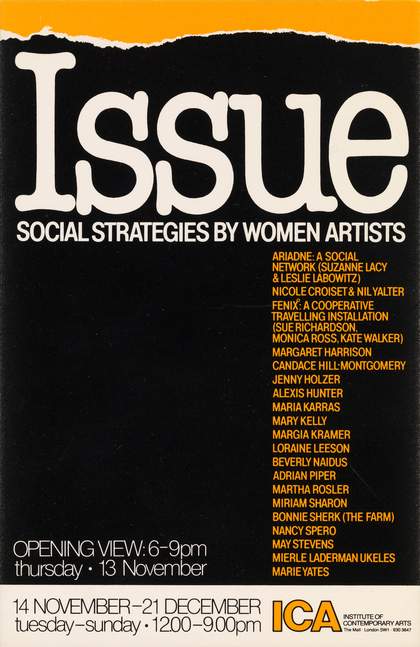 Cover of Issue: Social Strategies by Women Artists, exhibition catalogue, Institute of Contemporary Arts, London 1980