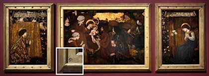 Fig.6 The Annunciation and the Adoration of the Magi 1861, first version in its current frame, after the 2018 treatment, with a detail (inset) of a roundel © Tate