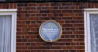 A plaque memorialising Blake's former home