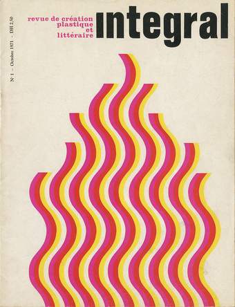 An image of a book cover with a central motif of vertical wavy lines in alternating pink and yellow colours