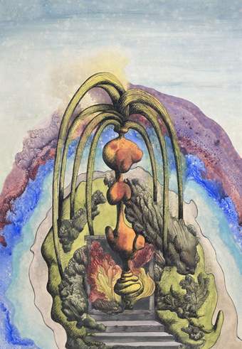 Ink and watercolour drawing by Ithell Colquhoun