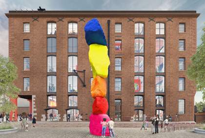 A piece of CGI showing a regenerated exterior of Tate Liverpool