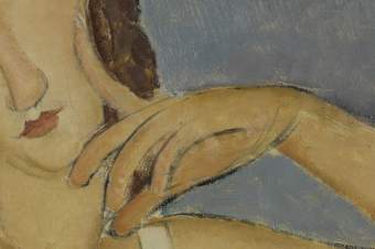 Detail of fig.6 where the single finger of the right hand rests against the figure’s cheek. Lines beneath the chin are especially visible.