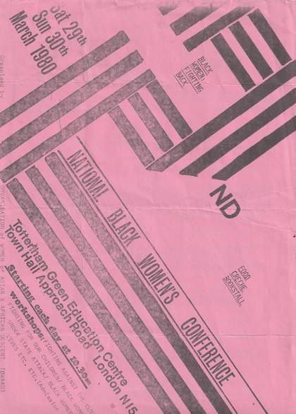 Archive document - black text and graphic lines on pink paper