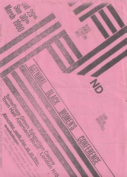 Archive document - black text and graphic lines on pink paper