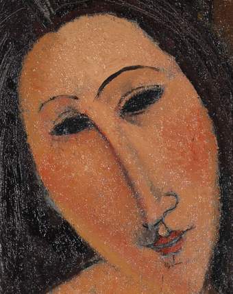 Two details of fig.6, the face, and the covering white shirt, showing small areas where the artist has left the ground layer unpainted