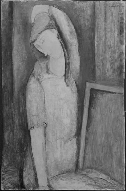 Infrared reflectogram image of fig.5 showing the graphite underdrawing lines