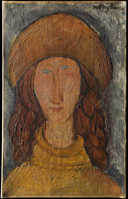 Portrait, previously shown as fig.8, here photographed in raking light, showing the texture of the paint and relative smoothness of the areas of skin