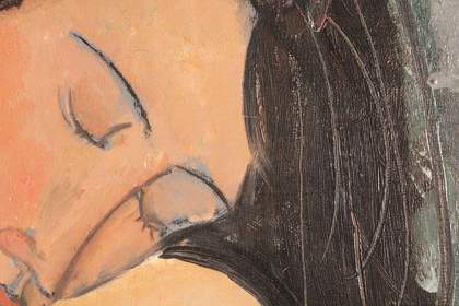 Hair texture shown with deep incisions into the wet paint, likely made with a tool such as the end of a brush handle or the tip of a painting knife