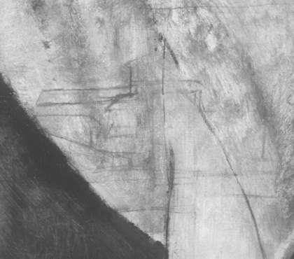 A closer detail of the same section shows the drawing even more clearly, possibly depicting a flat roof with a tower