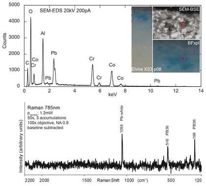 Analysis of a particle in the blue paint layer.
