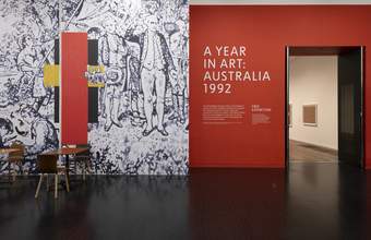 Exhibition wall display titled: "A Year in Art, Australia 1992"