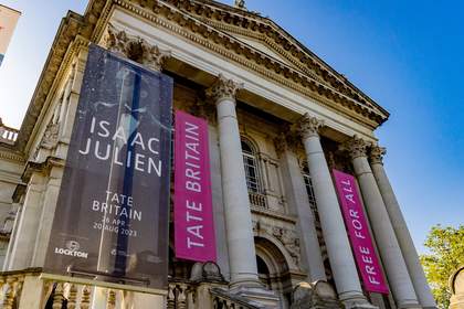 Tate Britain with Isaac Julien exhibition banners