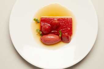 melon soup on a plate