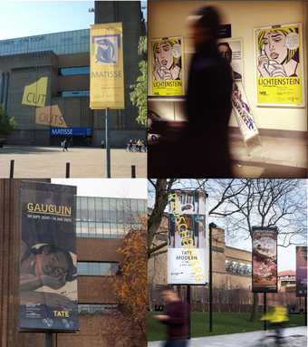 Posters outside Tate Modern advertising exhibitions