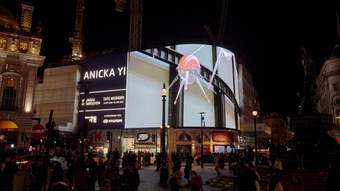 Anicka Yi advert in Piccadilly Circus, London