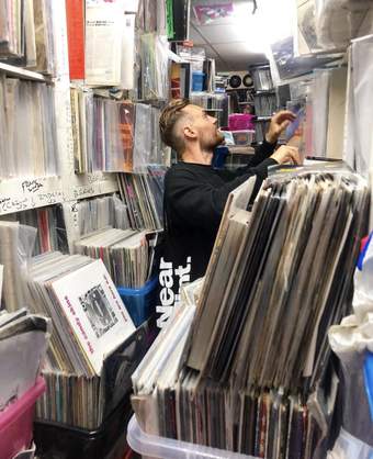 Picture of person looking at records