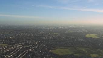 Aerial shot of route leading towards Grenfell Tower