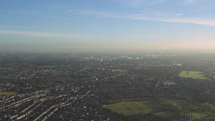Aerial shot of route leading towards Grenfell Tower