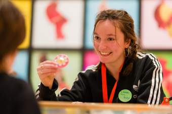 A young person taking part in a workshop at Tate St Ives