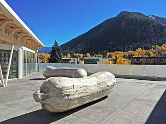 Image: Sarah Lucas’s Florian and Kevin installed at Aspen Art Museum in 2015.