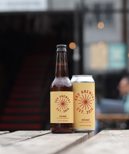 Beer bottle and glass