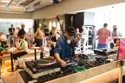 a DJ playing records
