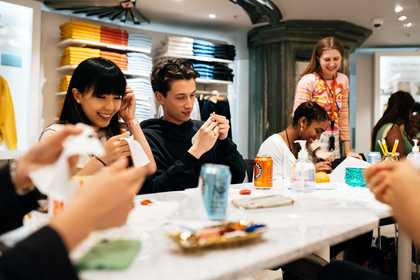 A group on young people doing creative activities
