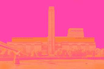Tate Modern building with pink effect