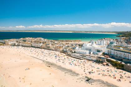 The beach and sea in St Ives