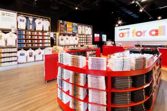 An art gallery shop selling t-shirts and merchandise