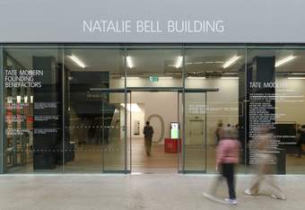 Large glass sliding doors to the Natalie Bell Building at Tate Modern