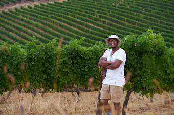 Man stood in wine field
