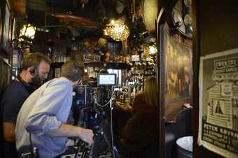The filming of Anomaly Strolls in Peter Kavanagh's pub in Liverpool