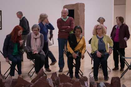 Soapbox group visiting Richard Long, Red Slate Circle, 1988 © Lamprini Tzanaki, 2015