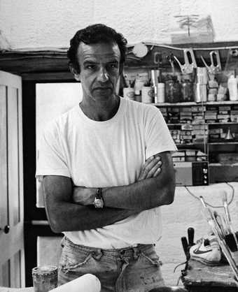 Alex Katz in his first studio in Lincolnville, Maine, 1974