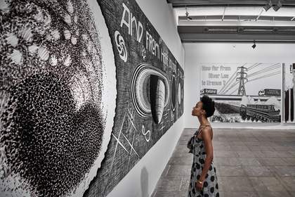 Pluto (And From Here You Look So Small) 2015-2017 (detail) by Aleksandra Mir, on display at Tate Liverpool until 15 October 2017