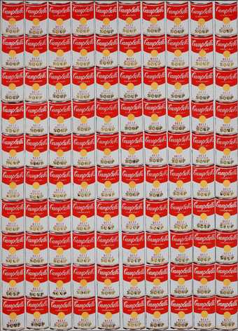 Image of a 100 Campbell's Soup Cans stacked upon one another