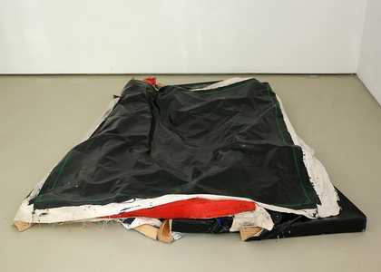 Angela de la Cruz Clutter I 2003 broken painting canvases places on top of each other on the floor