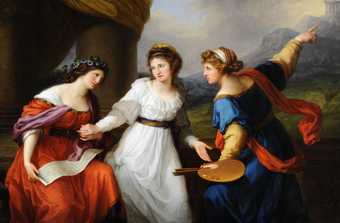 Angelica Kauffman, Self-portrait of the Artist hesitating between the Arts of Music and Painting, 1794, oil paint on canvas, 147 × 215 cm - © National Trust Images