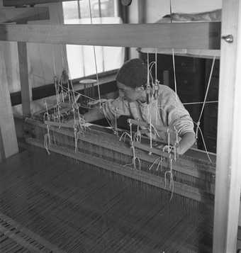 Anni Albers in her weaving studio at Black Mountain College, 1937, photographed by Helen M Post - Courtesy the Western Regional Archives, State Archives of North Carolina