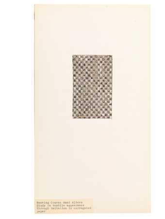 Anni Albers, study in textile appearance through imitation in corrugated paper, undated, ink and gouache on corrugated paper mounted on cardboard, 30.5 x 16.8 cm