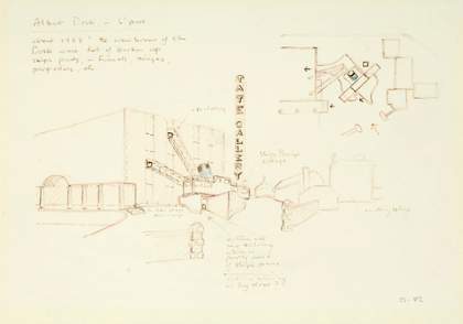 James Stirling, Sketch for the Tate in the North, 1982. James Stirling/Michael Wilford fonds, Canadian Centre for Architecture